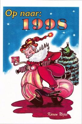 Kerstgroet 1998, kerstman op scooter