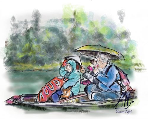 Bootje varen in de regen, Vietnam