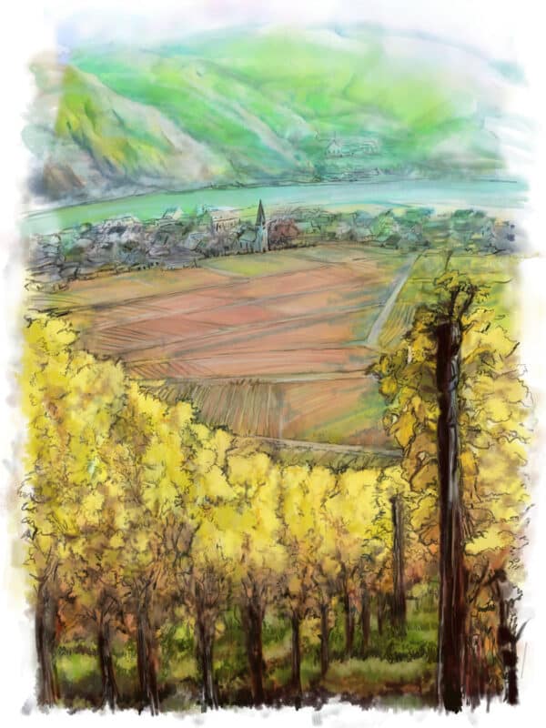 Mooi uitzicht Ellens-Poltersdorf, wijnbouw