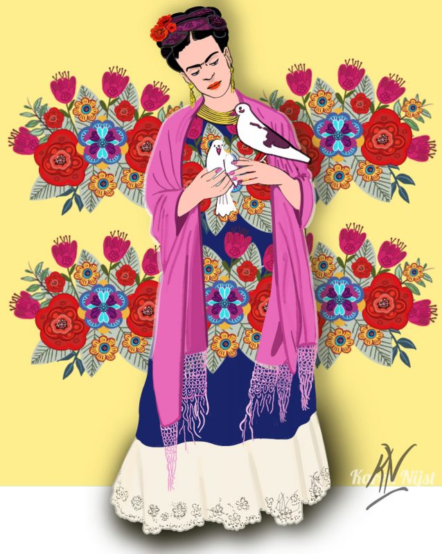 Frida Kahlo Mexicaans-Indiaanse kleurrijke kleding. Fantasie