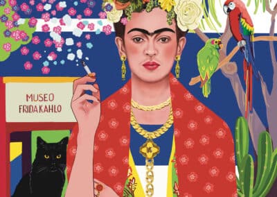 Frida Kahlo voor het blauwe huis, met sigaret