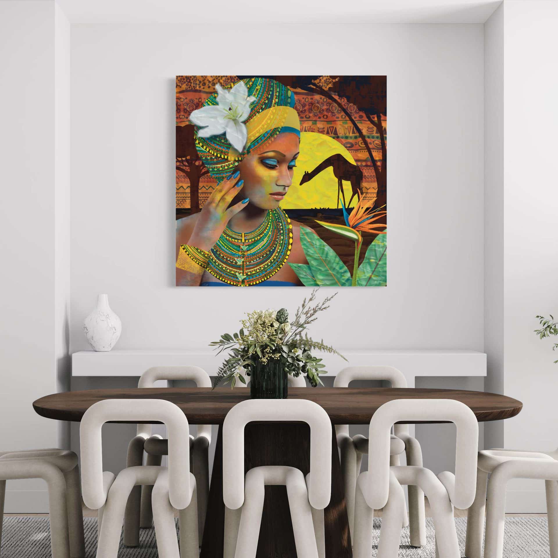 African Lady with headwrap and Bird's Beak Flower - Afbeelding 17
