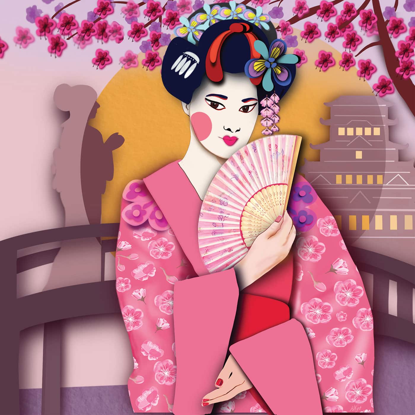 Portret van een Japanse Maiko (Geisha in wording)