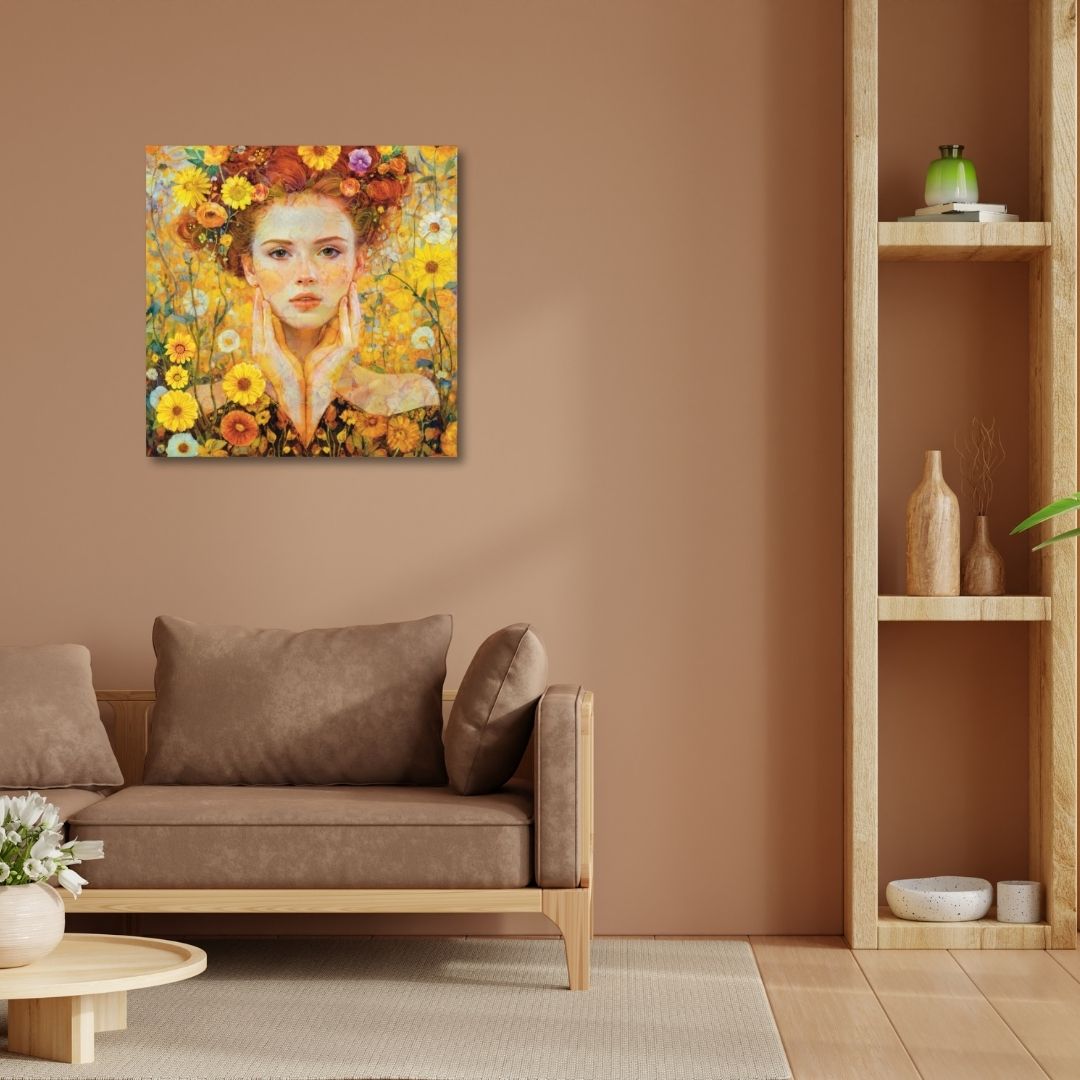 Vrouwenportret met Zomerse Gele Bloemen - Afbeelding 3