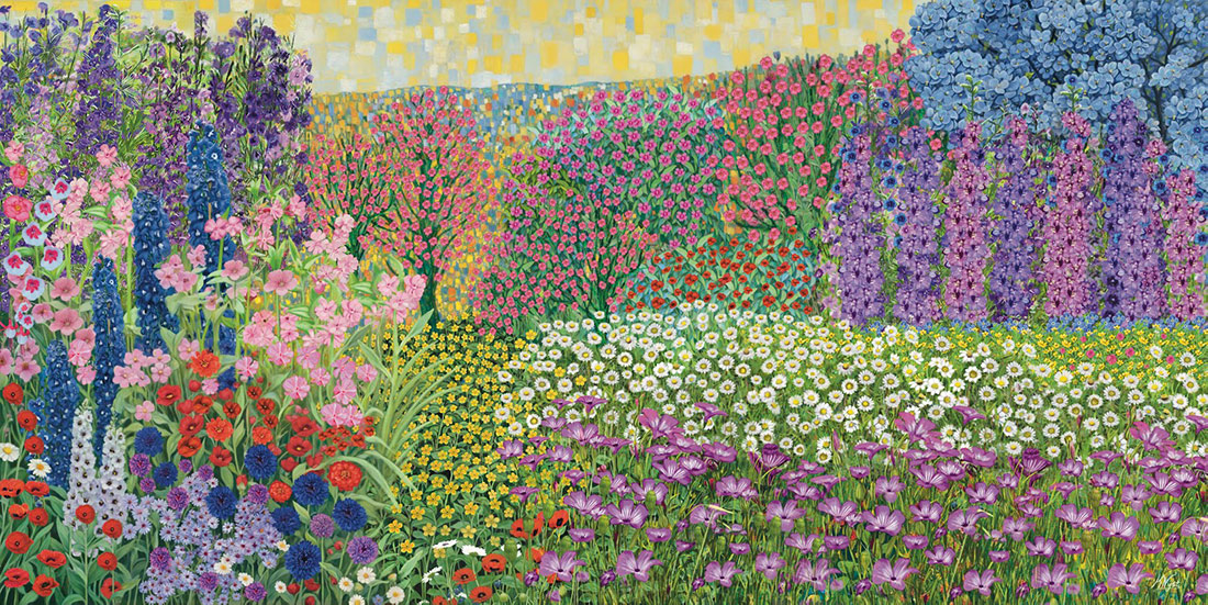 Zomertuin met Margrietjes (Met een knipoog naar Gustav Klimt)